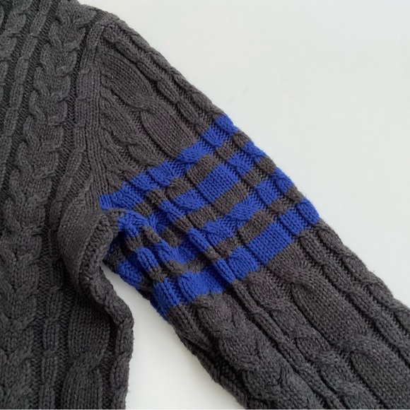 Gap Mens Cardigan Sz L Gray Cable Knit Fisherman Chunky Preppy Academia 90s Y2K - Picture 9 of 12